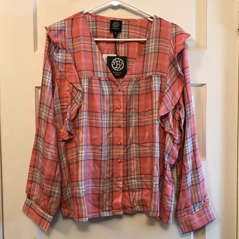 Designer BOBEAU Ruffle Top NWT P23 - Picture 2 of 8